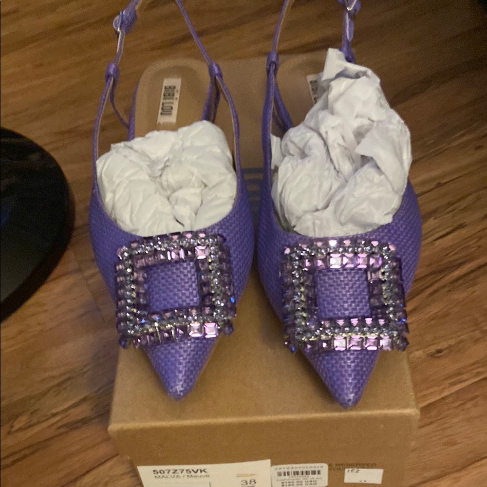 Anthropologie Purple Crystal Embellished Heels